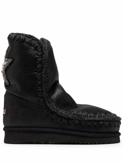 Mou Eskimo 24 Back Star Patch Boots In Black