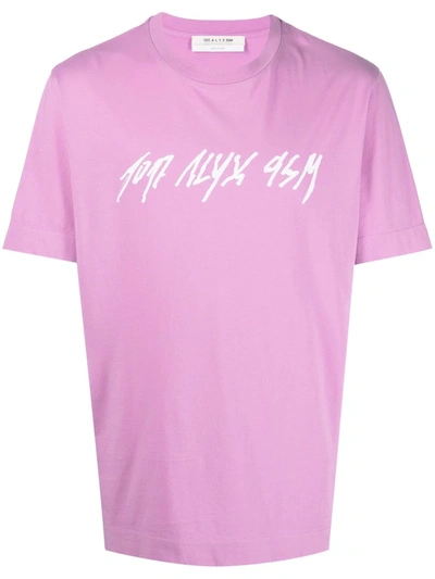 Alyx Printed Logo Cotton T-shirt In Pink