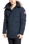 Canada Goose 'carson' Slim Fit Hooded Parka With Genuine Coyote Fur Trim In Ink Blue