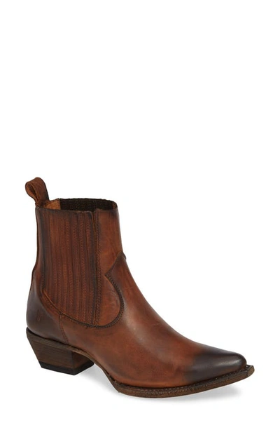 Frye Sacha Western Leather Ankle Boots In Cognac