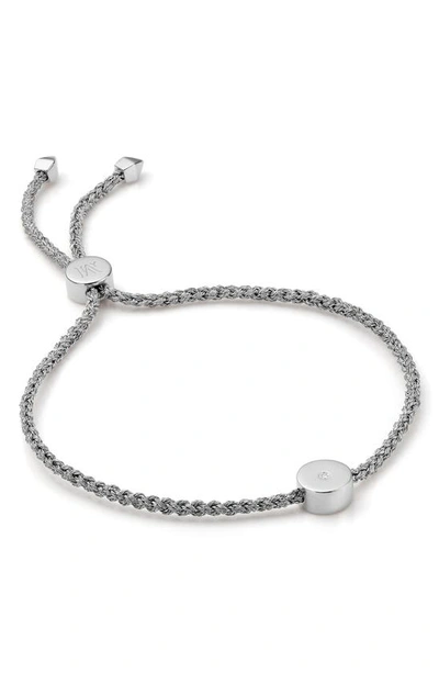 Monica Vinader Linear Solo Diamond Friendship Bracelet In Silver/ Metallica