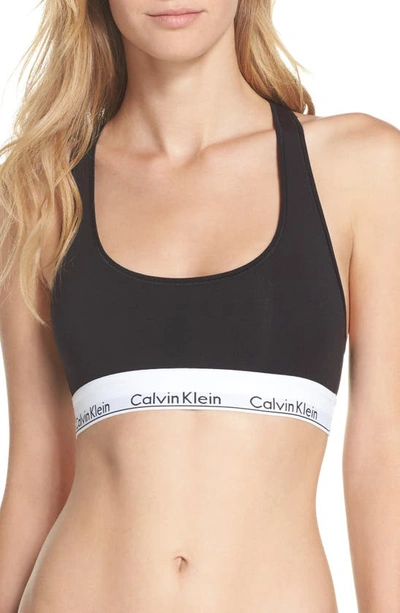 Calvin Klein Modern Cotton Collection Cotton Blend Racerback Bralette In Black