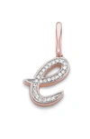 Monica Vinader Diamond Initial Pendant Charm In Rose Gold/ Diamond- E