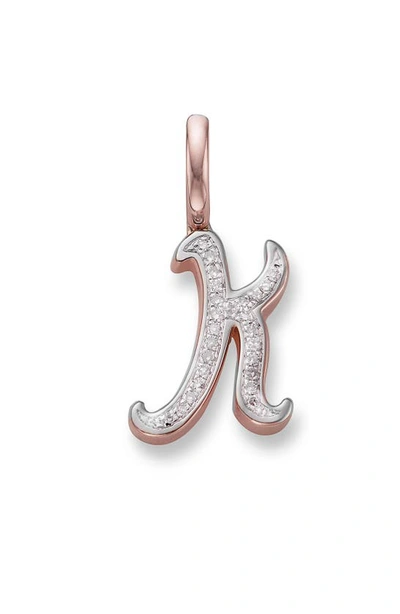 Monica Vinader Diamond Initial Pendant Charm In Pink
