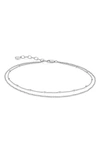 Monica Vinader Beaded Double Strand Anklet In Silver