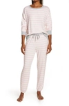 Splendid Women's Westport Long Sleeve Pajama Set In Heather Grey Stripe