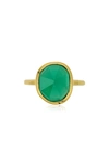 Monica Vinader 18ct Gold Plated Vermeil Silver Siren Medium Green Onyx Stacking Ring In Green Onyx/ Yellow Gold