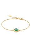 Monica Vinader Siren Fine Chain Green Onyx Bracelet In Green Onyx/ Yellow Gold