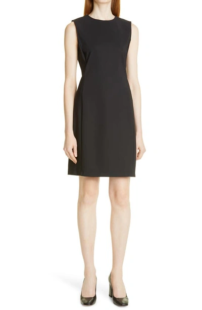Theory Sleeveless Fitted Mini Dress Precision Ponte In Black