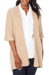 Foxcroft Alessandra Mixed Rib Open Front Cardigan In Toasted Wheat