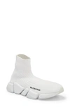 Balenciaga Speed 2.0 Lt Rib Sock Sneaker In 9091 White/ White/ Traspar