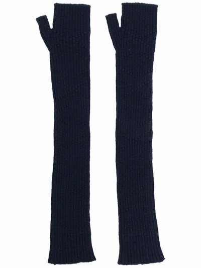 Barrie Cashmere Fingerless Gloves In Blau