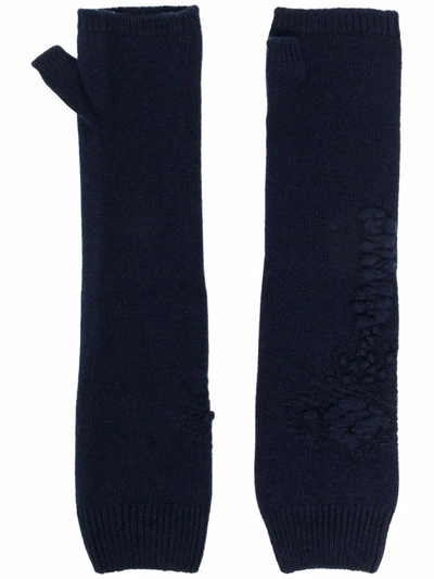 Barrie Fingerless Cashmere Mittens In Blue