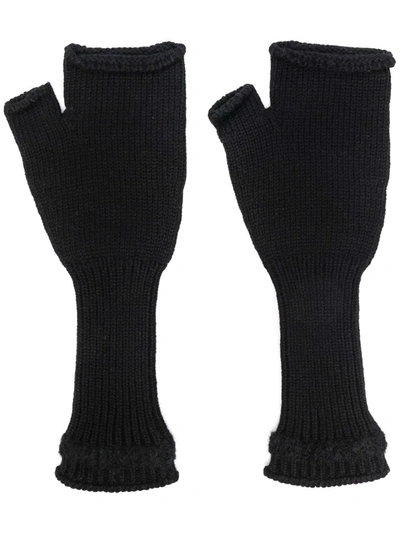 Barrie Fingerless Cashmere Gloves In Schwarz