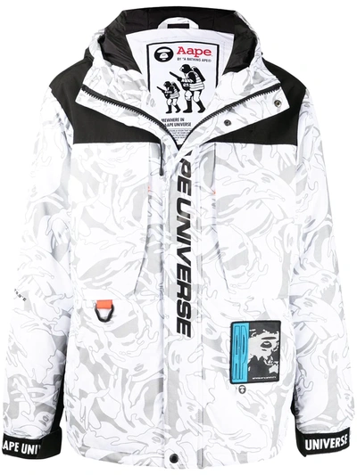 Aape By A Bathing Ape Graphic-print Padded Jacket In Weiss