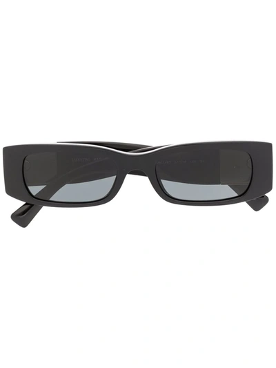 Valentino Black Thin Rectangular Sunglasses