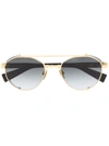 Balmain Gradient Round-frame Sunglasses In Gold