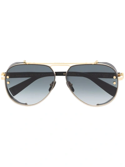 Balmain Gradient Aviator-frame Sunglasses In Black