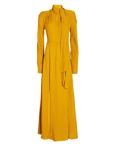 Anna October Women's London Textured Satin Maxi Dress In Yellow