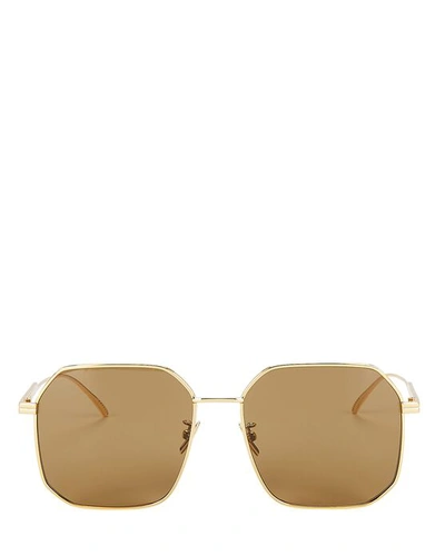 Bottega Veneta Wire Rounded Square Sunglasses In Gold