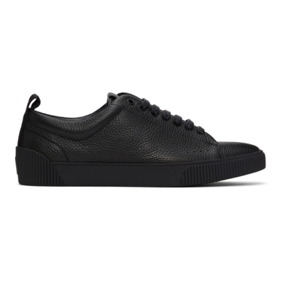 Hugo Black Grained Zero Tenn Sneakers In 1 Black