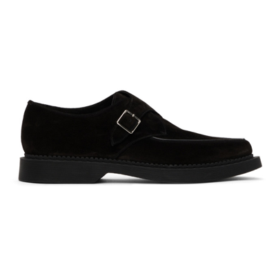 Saint Laurent Anthony Suede Monk-strap Shoes In Black