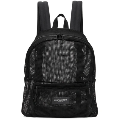 Saint Laurent Black Mesh Backpack In 1000 Black