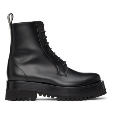 Valentino Garavani Black Upraise Combat Boots In 0no Nero