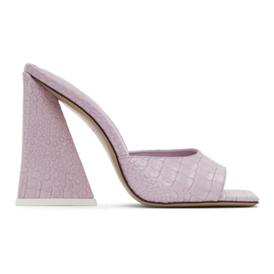 Attico Pink Leather Devon Heeled Sandals In 076 Pastel Pink