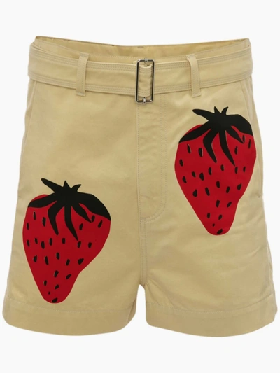 Jw Anderson Printed Cotton High-rise Shorts In Neutral,multi-colour