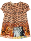 GUCCI CAT PRINT SILK DRESS