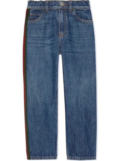 Gucci Kids' Children's Jeans With Web Detail In Blue