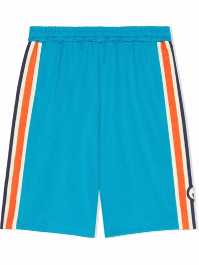 Gucci Kids' Interlocking G Technical Jersey Shorts In Blue