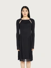 Ferragamo Cut-out Detailed Midi Dress In Black