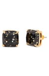 Kate Spade Glitter Crystal Square Stud Earrings In Black