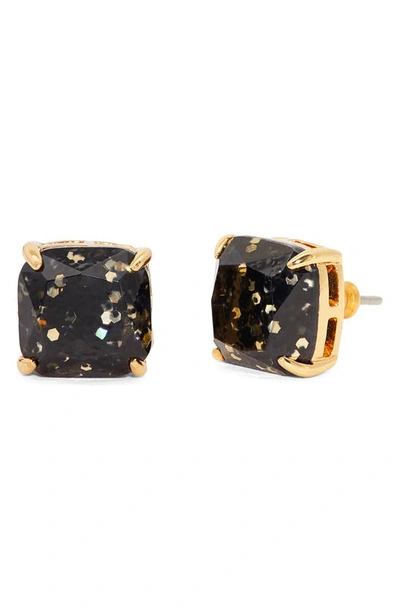 Kate Spade Glitter Crystal Square Stud Earrings In Black