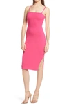 Lulus Paulina Square Neck Cocktail Sheath Dress In Bright Pink