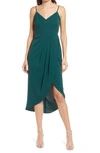 Lulus Reinette V-neck Midi Dress In Dark Green