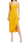 Lulus Reinette V-neck Midi Dress In Marigold