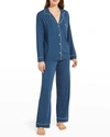Eberjey Gisele Printed The Long Pajama Set In Lunita Indigobone