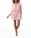 Melissa Odabash Scarlett Collared Button-front Coverup Mini Dress In Blush
