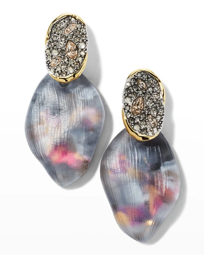 Alexis Bittar Solanales Crystal Lake Lucite Petal Post Earrings In Metallic