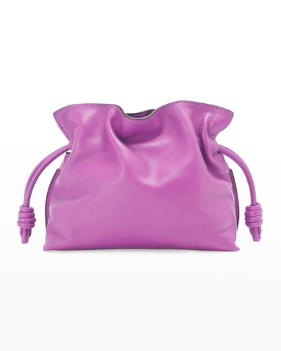 Loewe Flamenco Mini Napa Drawstring Clutch Bag In Bright Purple