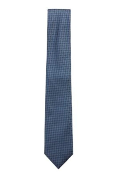 Hugo Boss Patterned Tie In Silk Jacquard In Dark Blue