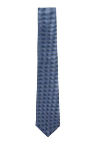 Hugo Boss Micro Patterned Tie In Silk Jacquard In Light Blue