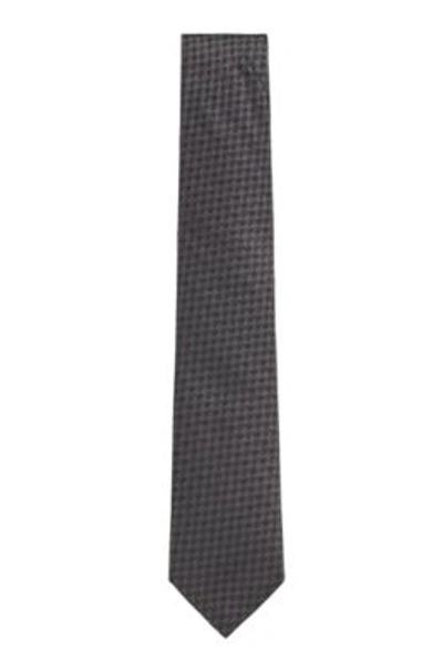 Hugo Boss Patterned Tie In Silk Jacquard In Black