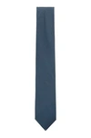 Hugo Boss Jacquard Patterned Tie In Water Repellent Silk In Dark Blue