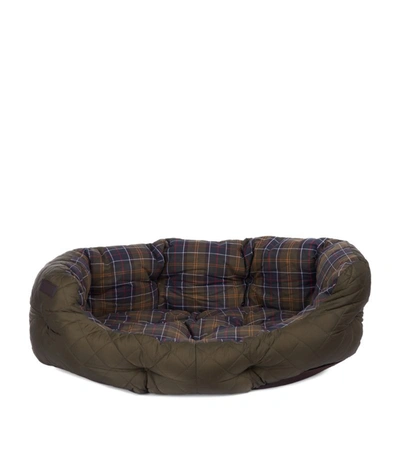 Barbour Quilted Checked Cotton And Shell Dog Bed In Green
