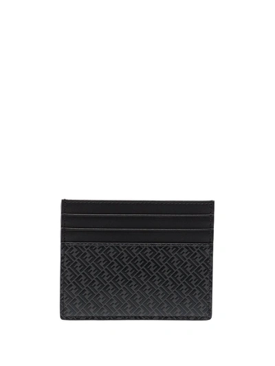 Fendi Credit Card Holder In Leather With Ff Logo In Black