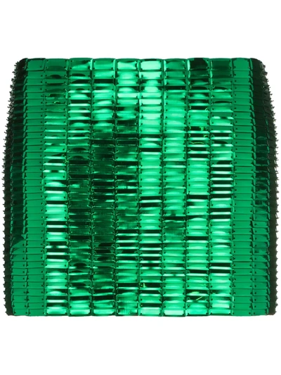 Attico Emerald Mini Skirt With Sequins